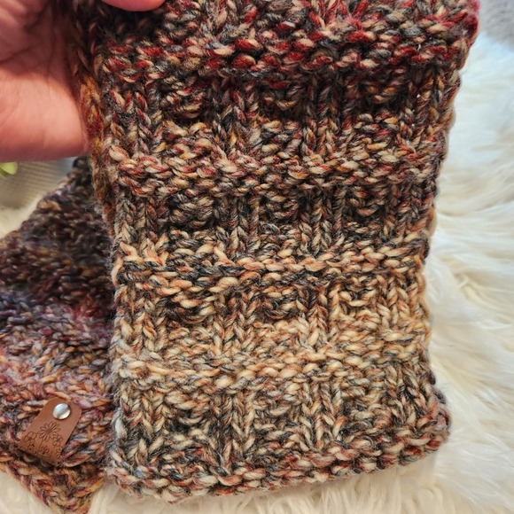 Handmade Loom Knit Brown Colorful Scarf - Picture 2 of 4